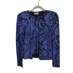 Vintage 90s Paisley Blue Black Glitter Twin Set Size S